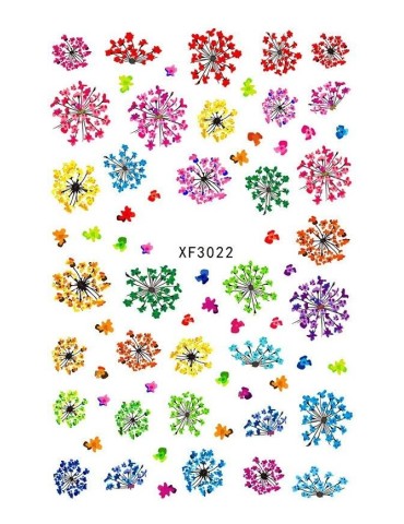 Αυτοκόλλητα Νυχιών Διάφορα Πολύχρωμα Λουλούδια XF3022