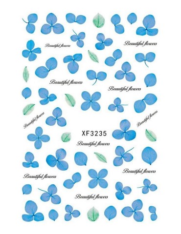 Αυτοκόλλητα Νυχιών με Μπλε Λουλούδια XF3235