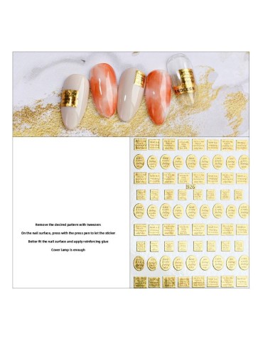 Αυτοκόλλητα Νυχιών  με διάφορα μηνύματα σε Χρυσό χρώμα 926