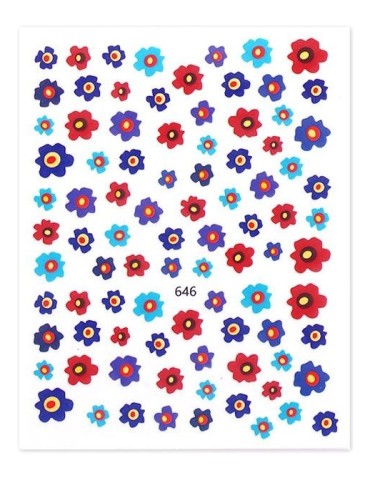 Αυτοκόλλητα Νυχιών Πολύχρωμα Λουλούδια Διάφορα Μεγέθη 646