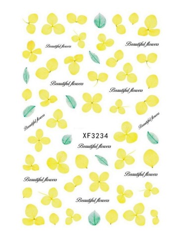 Αυτοκόλλητα Νυχιών με Ανοιχτόχρωμα Κίτρινα Λουλούδια XF3234