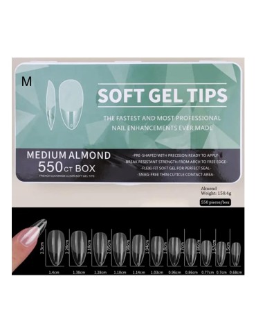 Soft Gel Tips Medium Almond 550 Τεμάχια